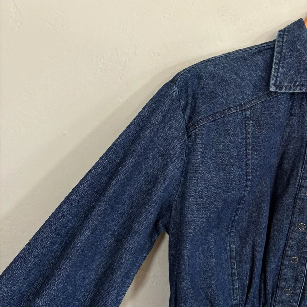 Free People Chambray Denim Jacket Women Size XS Blue Snaps New - Picture 6 of 14